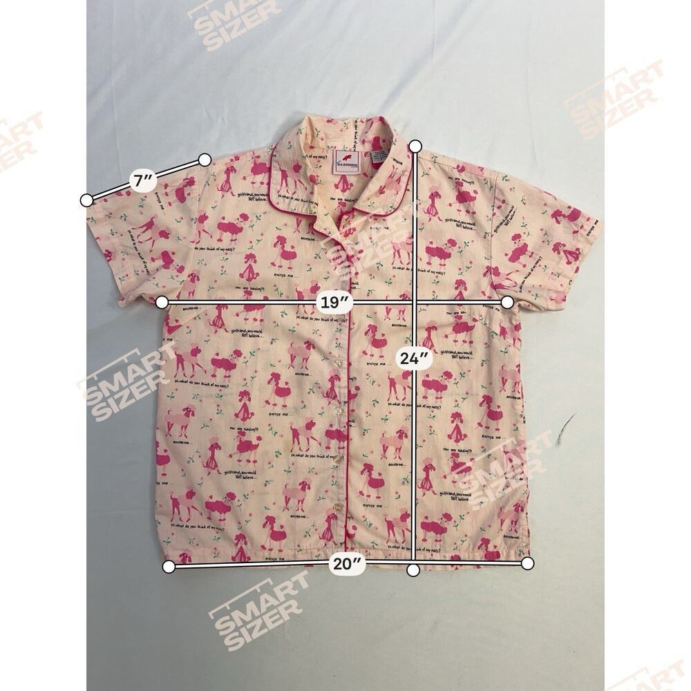 PJ Salvage Pink Poodle Dog Print Pajama Set Small Shorts Button Up Top - Picture 13 of 14